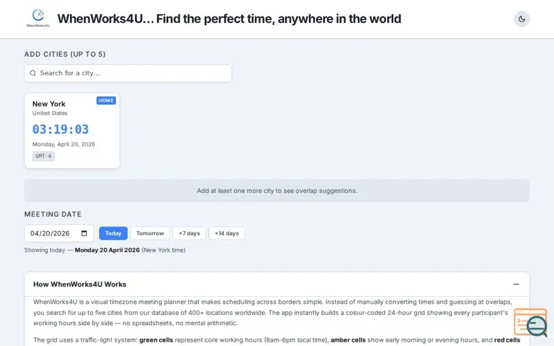 Screenshot of WhenWorks4U