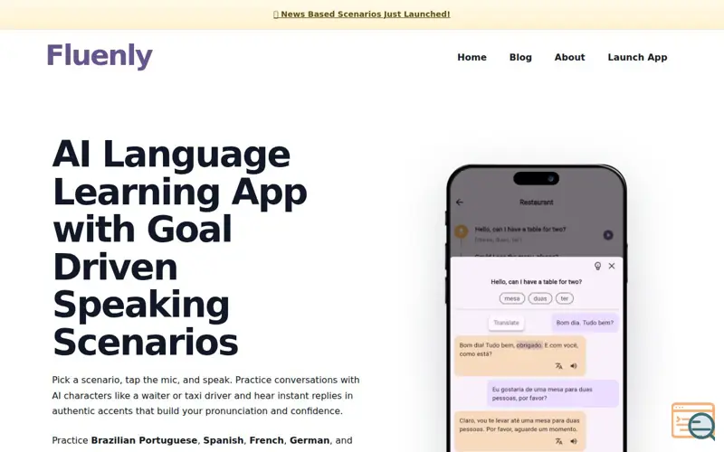 Screenshot of Fluenly