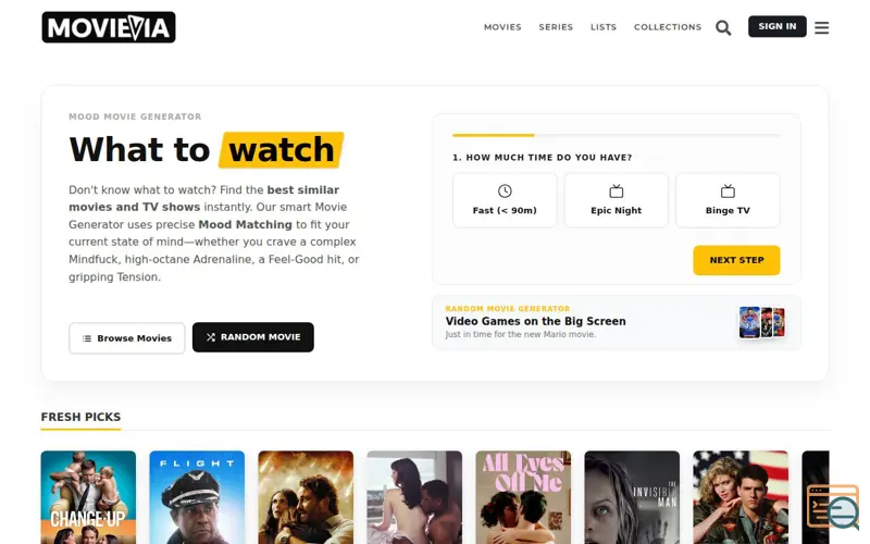 Screenshot of Movievia