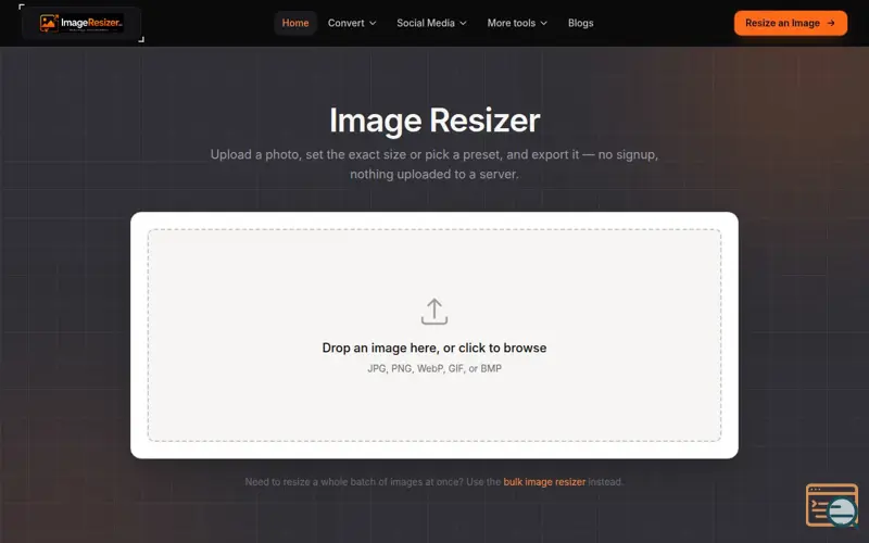 Screenshot of Image Resizer | Easily Resize Images Online for FREE | ImageResizer