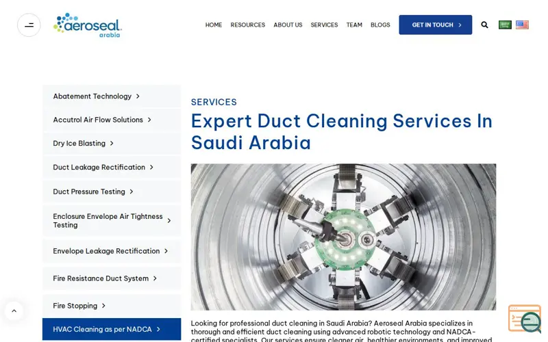 Screenshot of Aeroseal Arabia