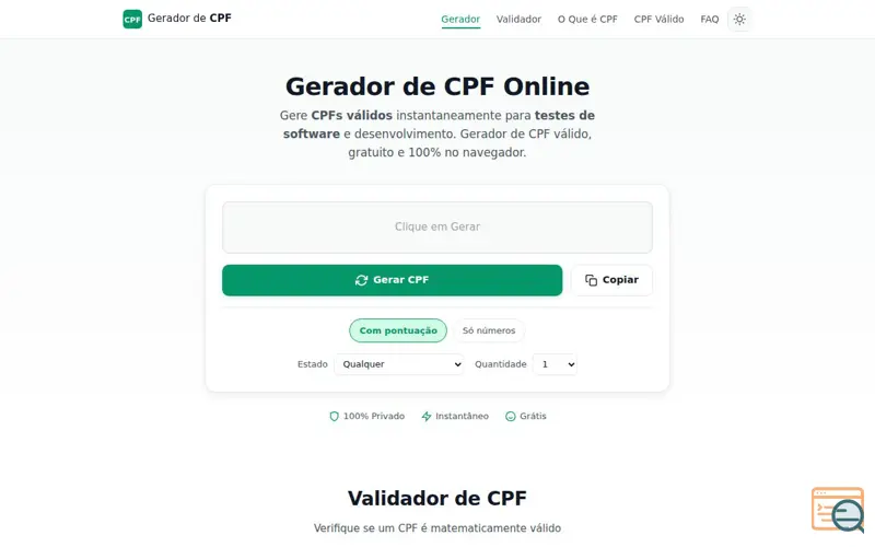 Screenshot of Gerador de CPF