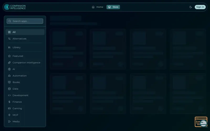 Screenshot of Companion Intelligence App Store