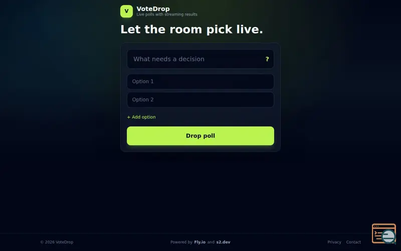 Screenshot of VoteDrop