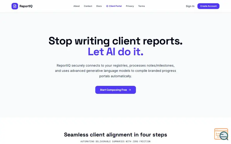 Screenshot of ReportIQ