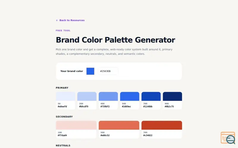 Screenshot of Webnex Color Palette Generator
