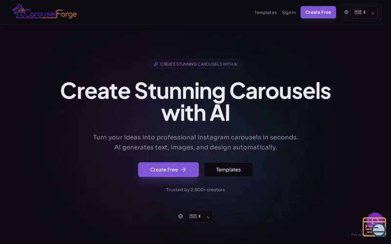 Screenshot of CarouselForge AI