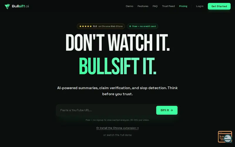 Screenshot of Bullsift