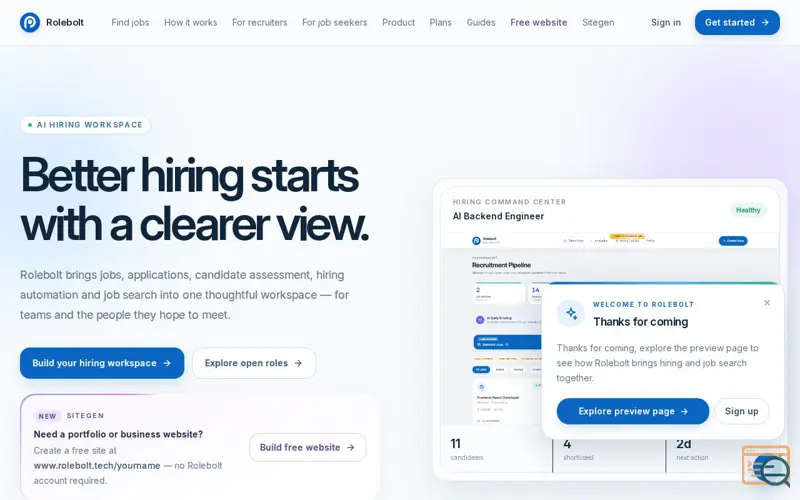 Screenshot of RoleBolt: Hire Smarter with AI