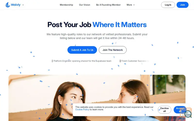 Screenshot of Waivly Job Submission - Free Listing, a launch using Rack CORS