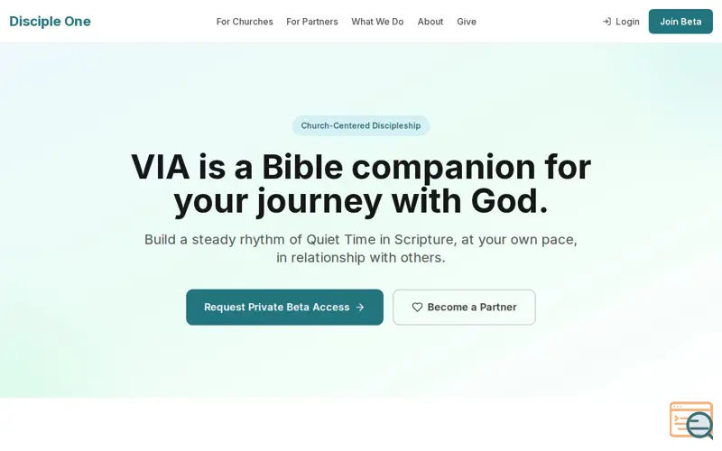 Screenshot of VIA - Discipleship Companion