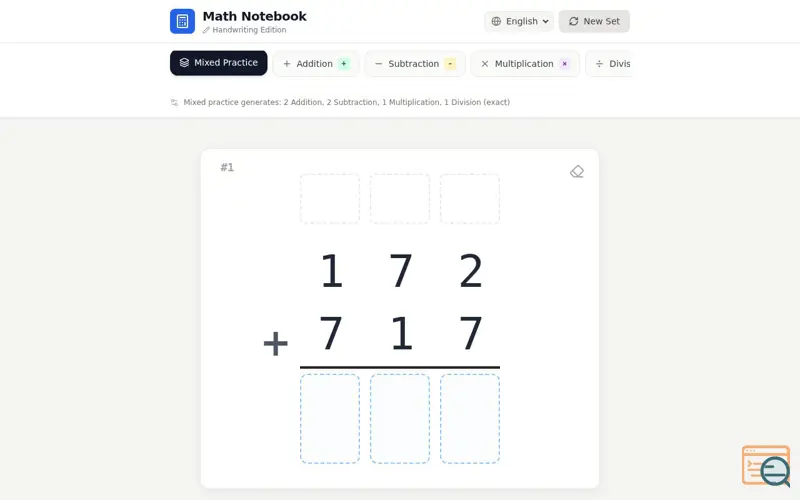 Screenshot of Math Notebook