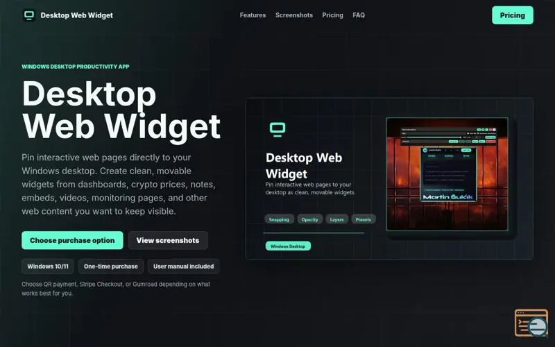 Screenshot of Desktop Web Widget