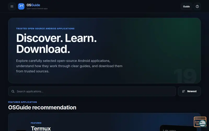 Screenshot of OSGuide
