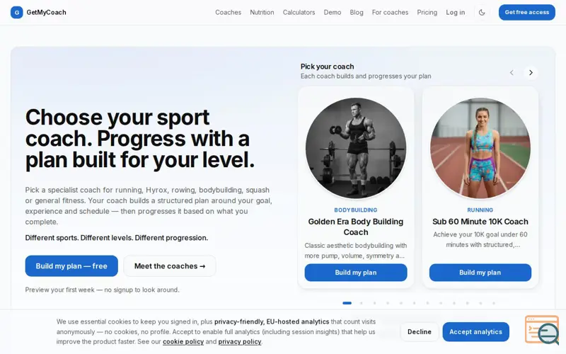 Screenshot of GetMyCoach