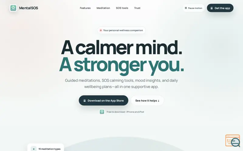 Screenshot of MentalSOS — Everyday support for a calmer mind