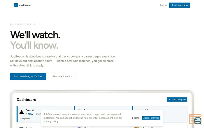 Screenshot of JobBeacon