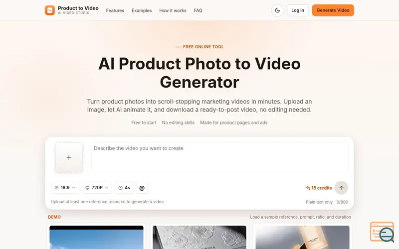 Screenshot of AI Product Photo to Video Generator