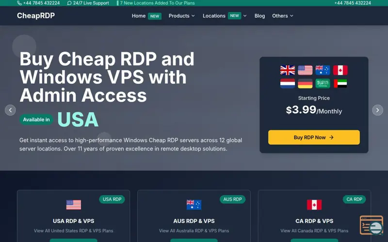 Screenshot of CheapRDP - Cheap RDP & VPS Provider