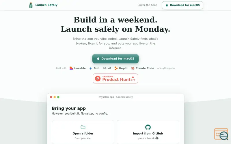 Screenshot of LaunchSafely.ai