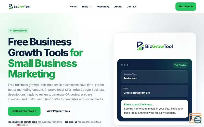 Screenshot of BizGrowTool