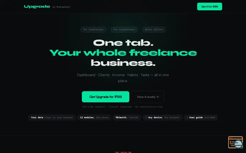 Screenshot of Upgrade by MockupShelf