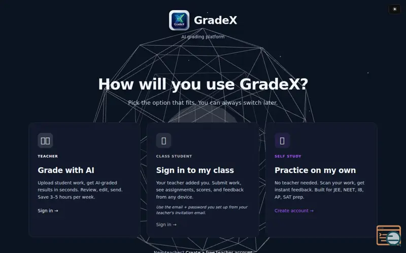 Screenshot of GradeX