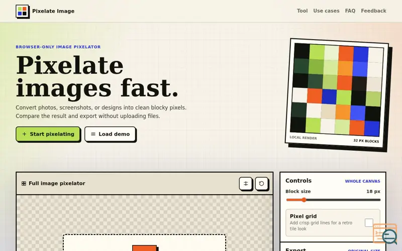 Screenshot of Pixelate Image