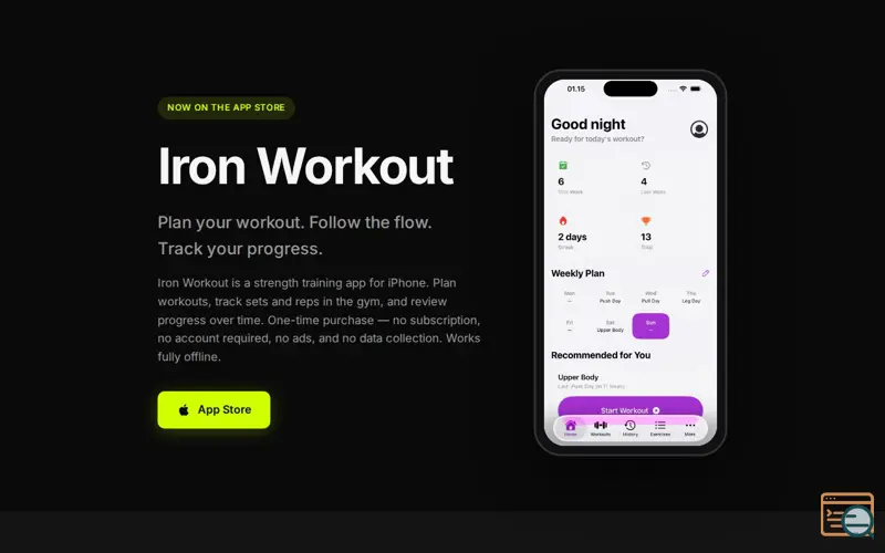 Screenshot of Iron Workout