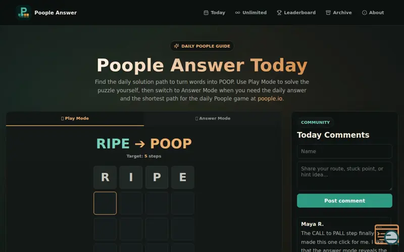 Screenshot of Poople Answer