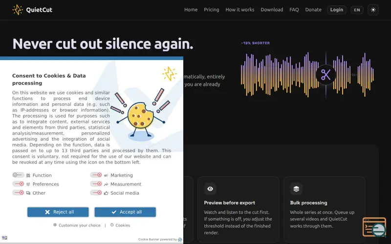 Screenshot of QuietCut