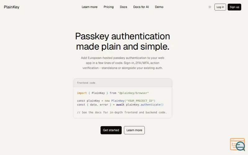 Screenshot of PlainKey, a launch using Phare