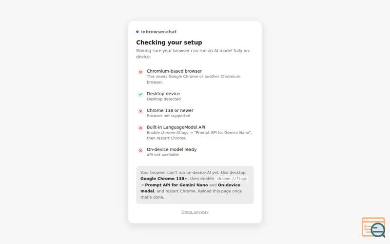 Screenshot of inbrowser.chat