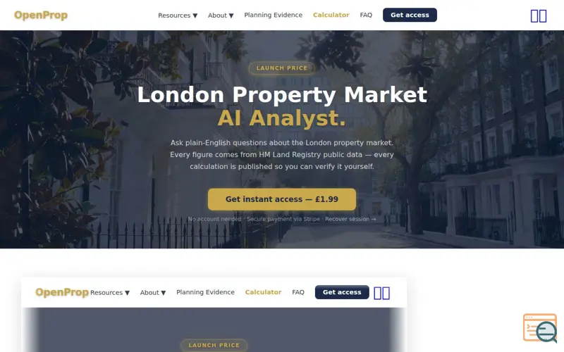 Screenshot of OpenProp Property Market AI Analyst