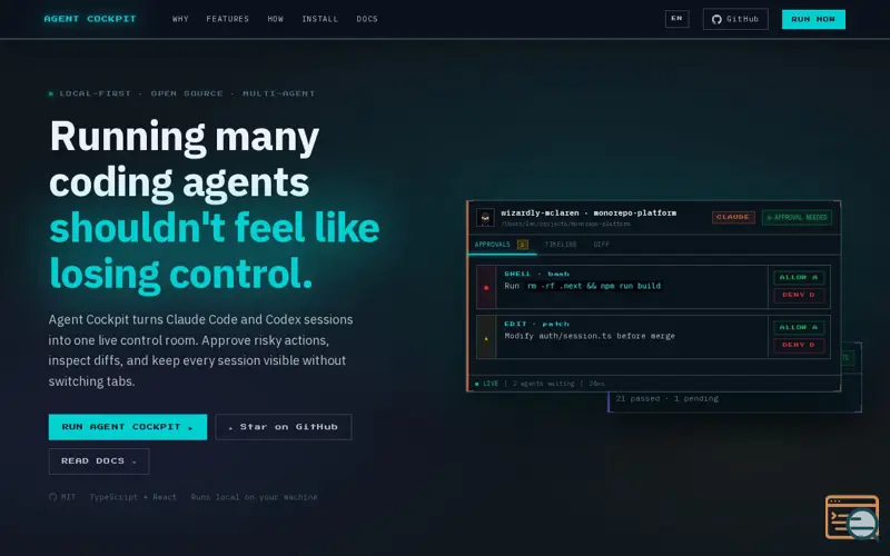 Screenshot of Agent Cockpit