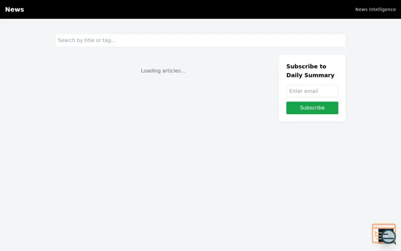 Screenshot of AI News Application