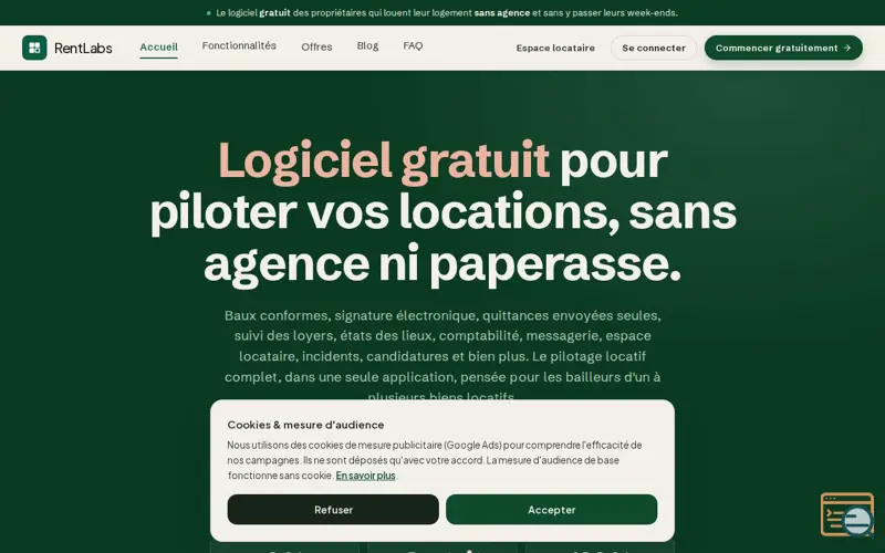 Screenshot of RentLabs, a launch using France SaaS
