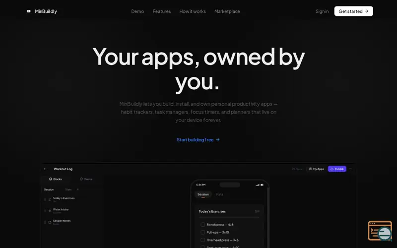 Screenshot of MinBuildly