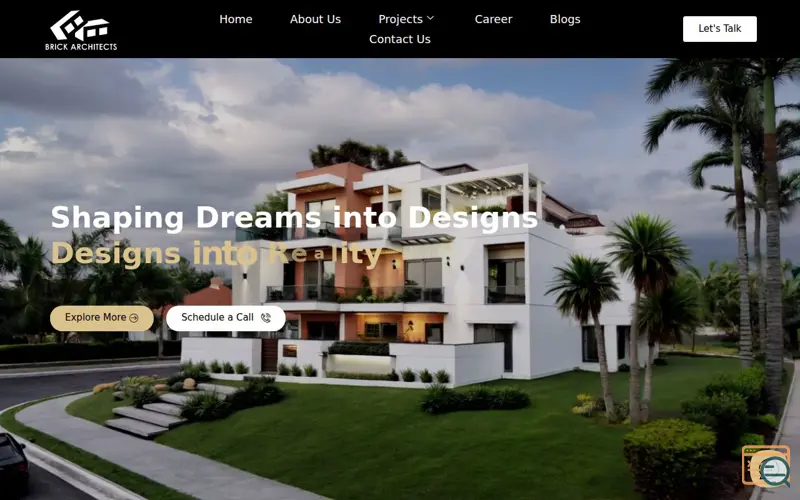 Screenshot of Brick Architects, a launch using ElementsKit