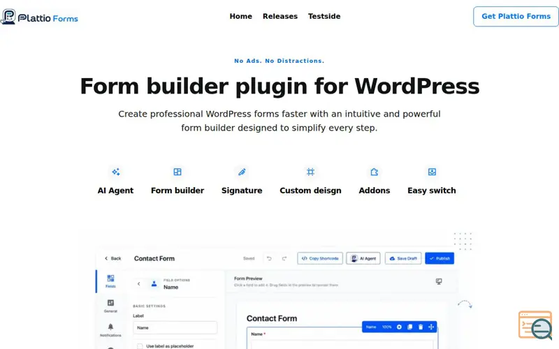 Screenshot of Plattio Forms, a launch using Domeneshop