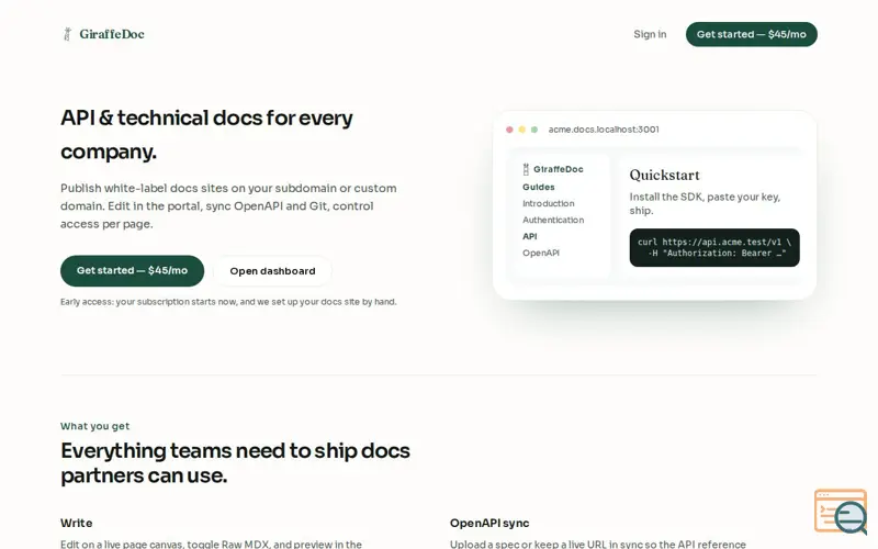 Screenshot of GiraffeDoc