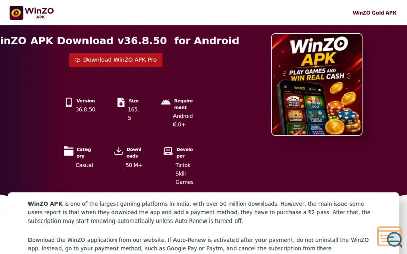 Screenshot of WinZo Apk