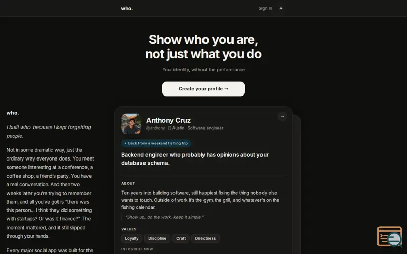 Screenshot of who.