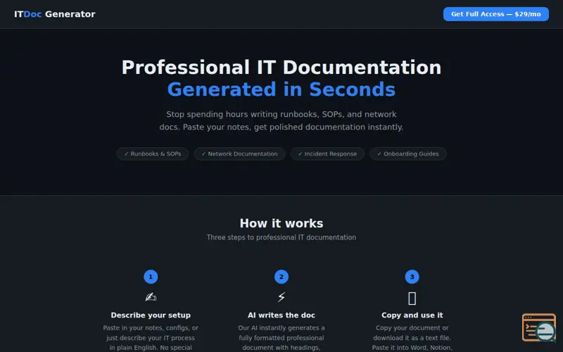 Screenshot of ITDoc Generator