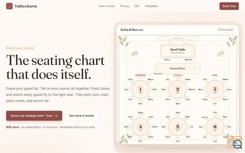 Screenshot of Tablecharm - Every seat, solved.