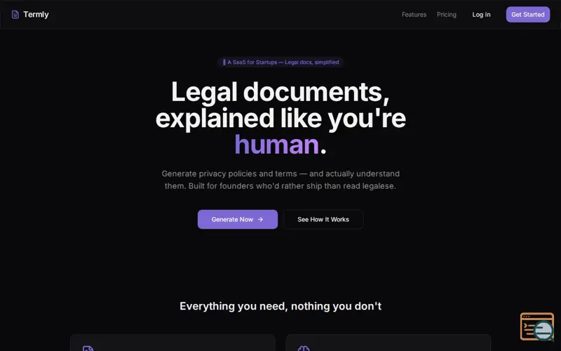 Screenshot of Termly — Legal Documents Generator