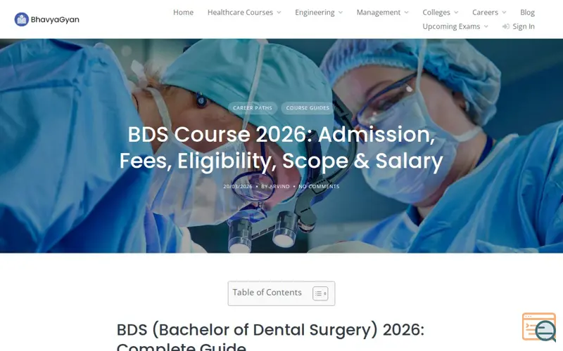 Screenshot of BDS Course Duration​ | Bhavyagyan
