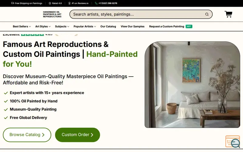 Screenshot of Art & See, a launch using AVADA Commerce