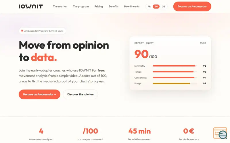 Screenshot of IOWNIT Early Adopter Program