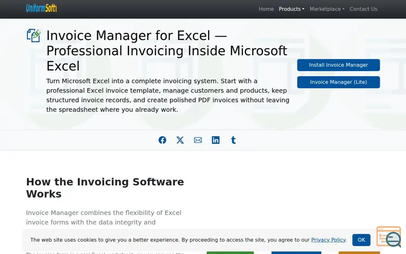 Screenshot of Invoice Manager for Excel